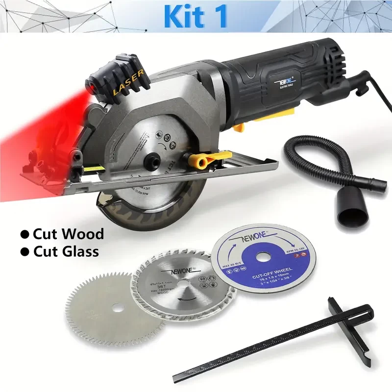 1 Set NEWONE Electric 4 Amp Mini Circular Saw For Cut Wood, Metal,Glass With 85*10/115mm*10mm Disc, Multifunctional Electric Saw DIY Power Tool
